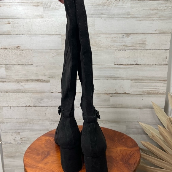Anne Klein Women's Brayden Knee High Block Heel Boots Black Size 8.5 Suede like - Picture 7 of 12